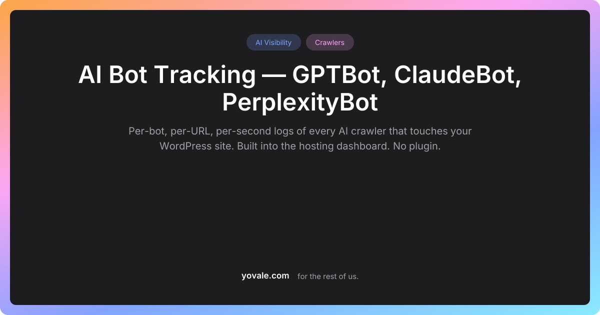 AI Bot Tracking — GPTBot, ClaudeBot, PerplexityBot | Yovale