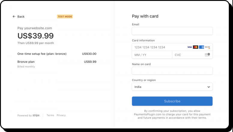 Accept payments on your website with Stripe – Yovale website builder